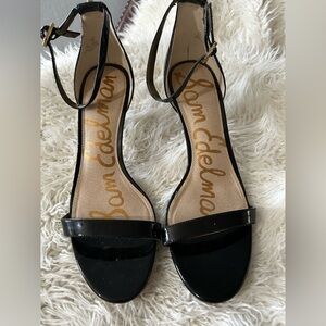 Sam Edelman Black Patent Ankle-Strap Heels